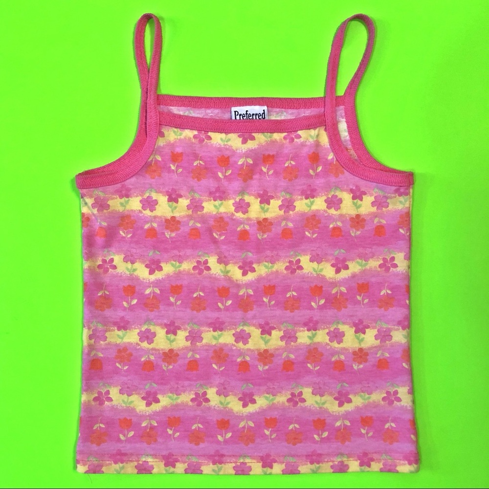 90s Vintage pink floral crop tank top medium